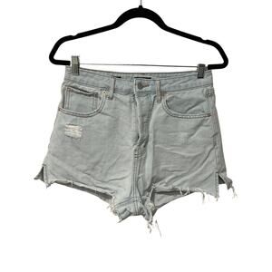 Light Wash Distressed High Waisted Shorts, Size 6, 1307-E